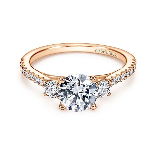 Modern engagement rings with sapphire accents for added color and elegance -3-Stone Prong Set Round Diamond Ring 14K Rose Gold 13A