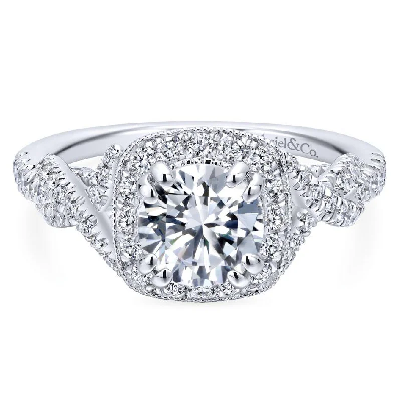 Elegant solitaire engagement rings with sleek bands for understated beauty and grace -Cushion Shaped Crossover Shank Diamond Ring .67 Cttw 362A