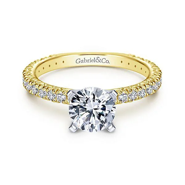 Unique engagement rings with rough-cut diamonds for a rustic, natural look -Pave Set Classic Round Diamond Ring  .39 Cttw 14K Gold 34A