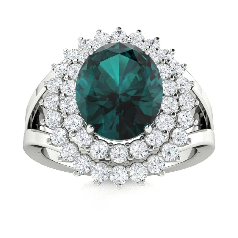 Modern engagement rings with tension settings for a sleek, floating look -14KT Gold Oval Brilliant Natural Alexandrite and Diamond Ring (Alexandrite 1.25 ct. White Diamonds 0.25 cts.)