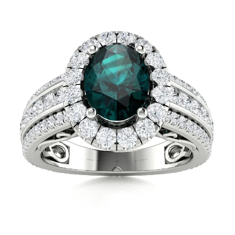 Modern engagement rings with tension settings for a sleek, floating look -14Kt Gold Oval Brilliant Natural Alexandrite And Diamond Ring (Alexandrite 1.25 cts. White Diamonds 1.20 cts.)