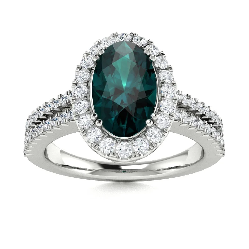 Engagement rings with hidden diamonds for a surprise sparkle on the band -14KT Gold Oval Brilliant Natural Alexandrite and Diamond Ring (Alexandrite 1.60 cts. White Diamonds 0.45 cts.)