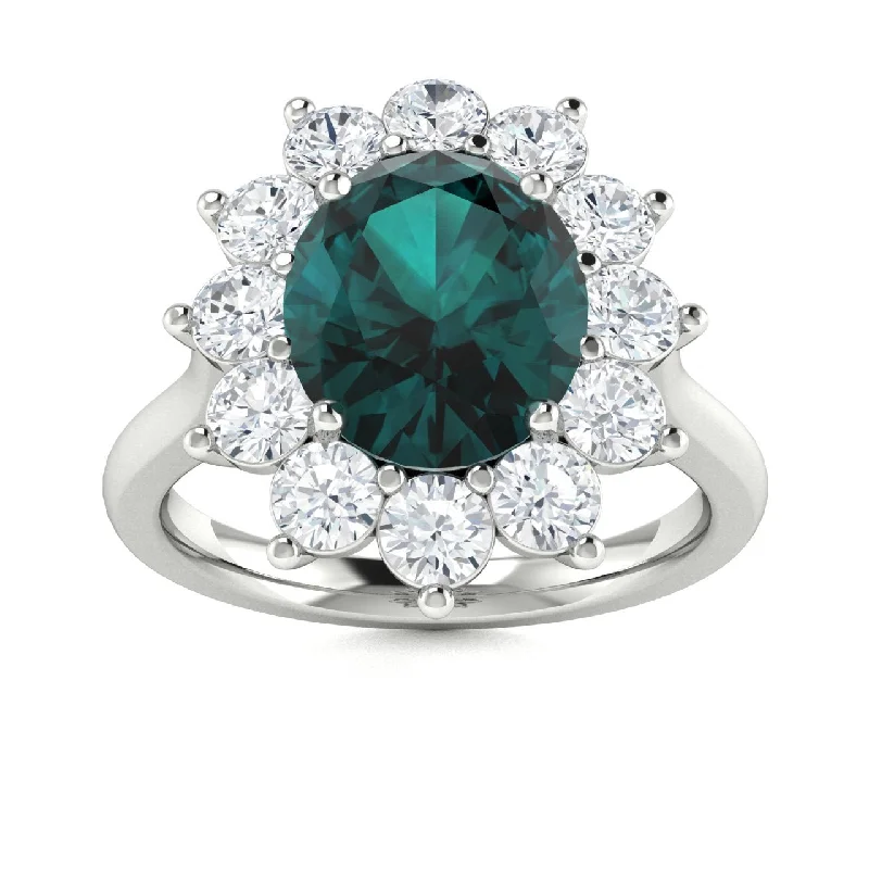 Best engagement rings with white gold settings for a modern, sleek look -14KT Gold Oval Brilliant Natural Color Changing Alexandrite and Diamond Ring (Natural Alexandrite 1.60 cts. White Diamond 0.90 cts.)