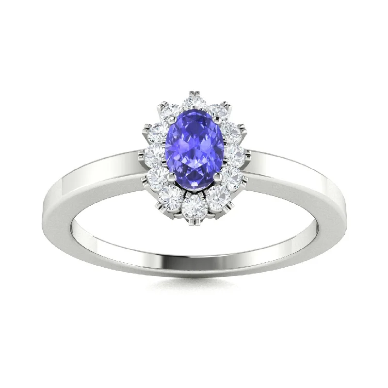 Rose gold engagement rings with romantic tones and vintage-inspired designs -14KT Gold Oval Brilliant Tanzanite and Diamond Ring (Tanzanite 0.25 cts. White Diamond 0.12 cts.)