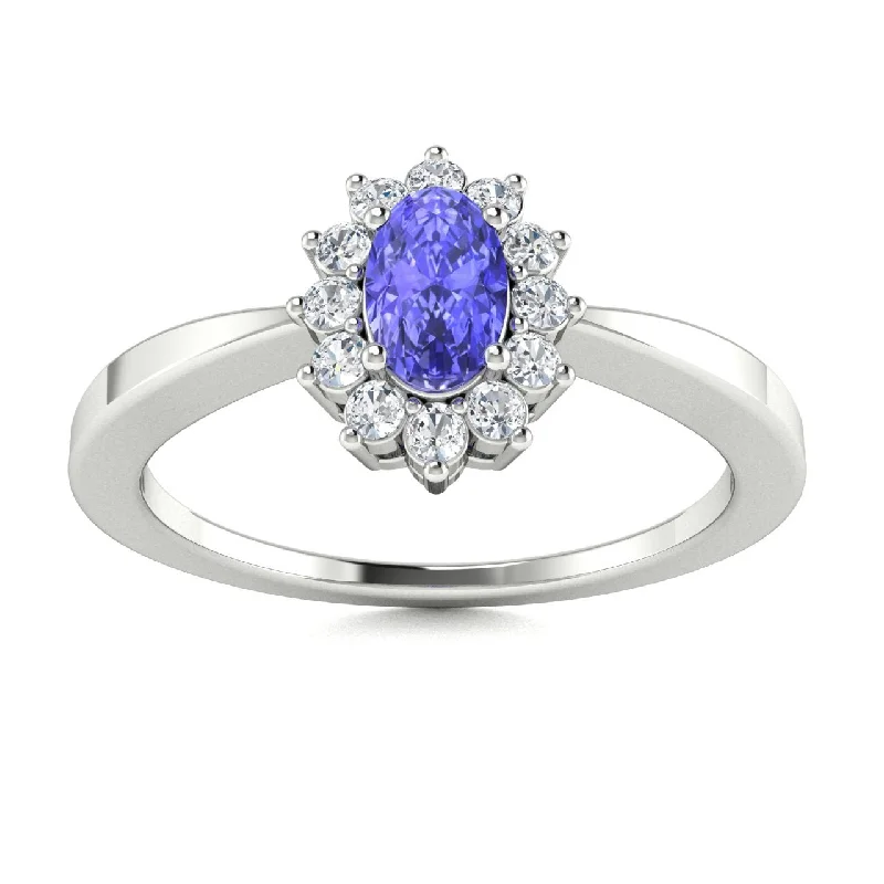 Affordable diamond engagement rings with excellent cut, clarity, and carat weight -14KT Gold Oval Brilliant Tanzanite and Diamond Ring (Tanzanite 0.30 cts. White Diamonds 0.10 cts.)