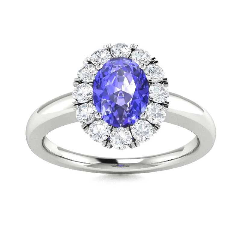 Classic diamond engagement rings with round-cut diamonds for timeless elegance -14KT Gold Oval Brilliant Tanzanite and Diamond Ring (Tanzanite 0.90 cts. White Diamond 0.30 ts.)