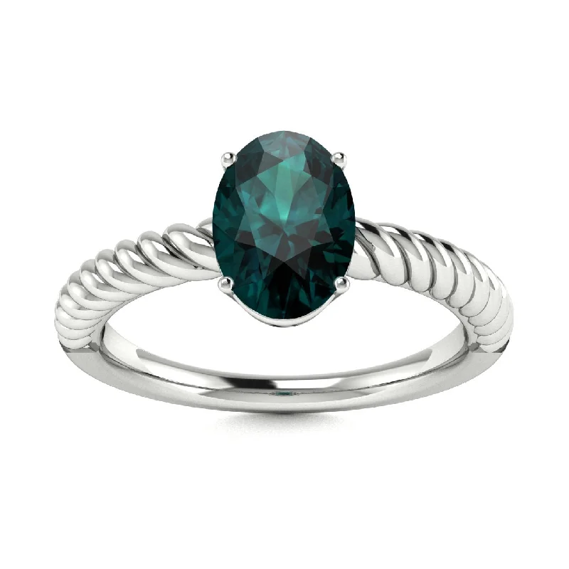 Engagement rings with emerald-cut diamonds for a clean and elegant style -14KT Gold Oval Natural Alexandrite Ring (Alexandrite 1.40 cts.)