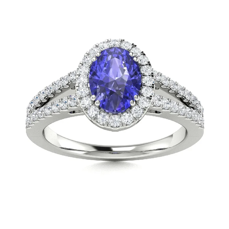 Custom engagement rings with heirloom diamonds for a sentimental and personal touch -14kt Gold Oval Shaped Tanzanite and Diamond Ring (Tanzanite 0.65cts. Diamonds 0.40 cts.)