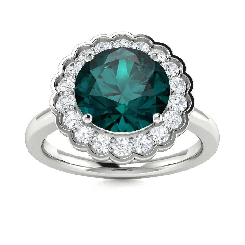 14kt Gold Round brilliant cut Natural Alexandrite and Diamond Ring (Alexandrite 1.00 cts. Diamonds 0.30 cts.)