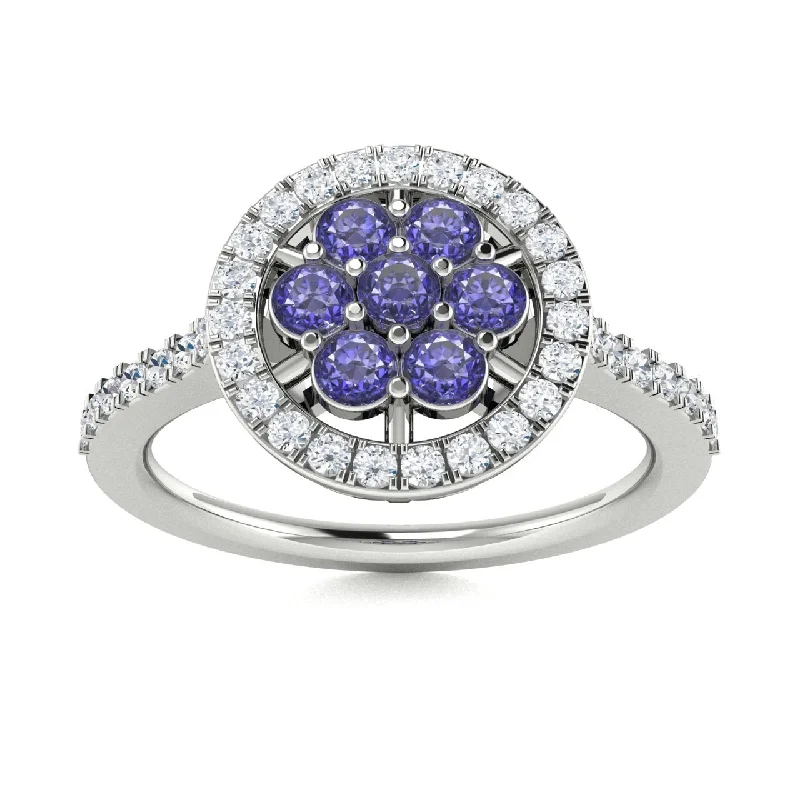 Vintage-inspired engagement rings with intricate detailing for romantic and nostalgic charm -14Kt Gold Round Brilliant Cut Tanzanite and Diamond Ring (Tanzanite 0.40 cts. White Diamonds 0.30 cts.)