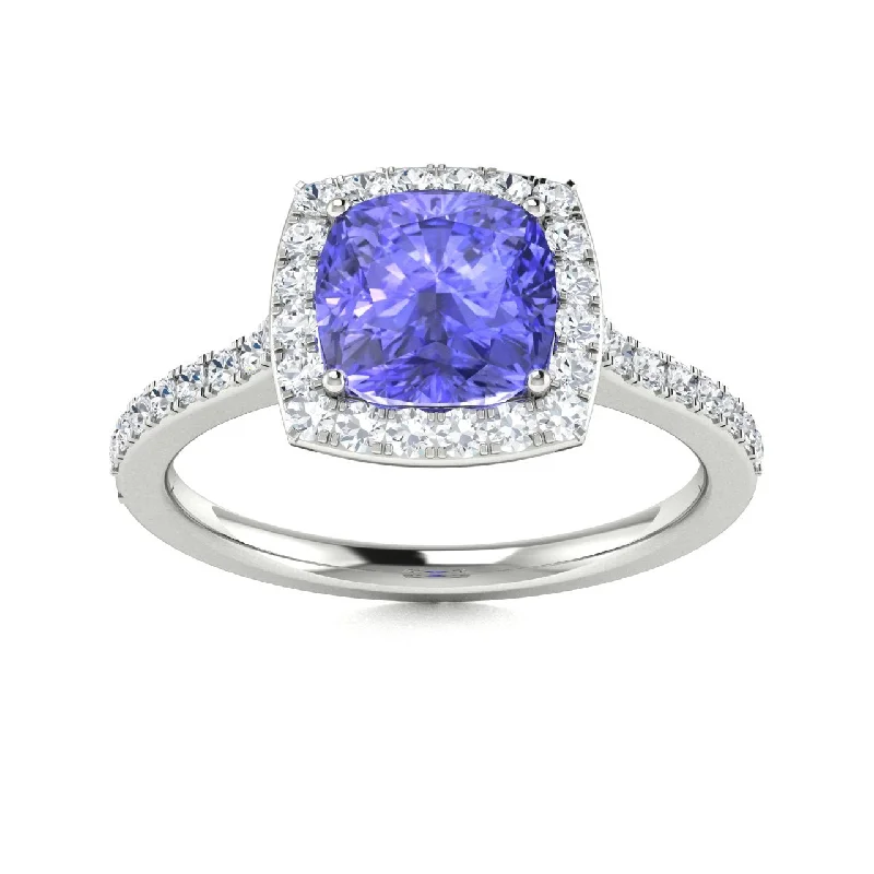 Engagement rings with intricate filigree work for a vintage-inspired, detailed design -14KT Gold Round Brilliant Cut Tanzanite and Diamond Ring (Tanzanite 1.40 cts. White Diamonds 0.40 cts.)