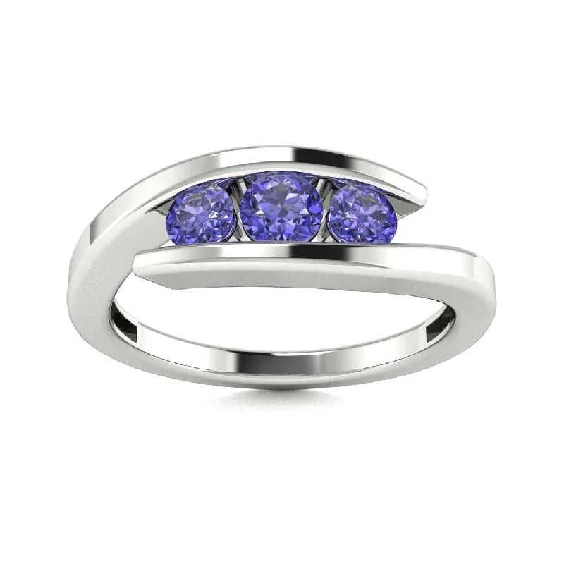 Non-diamond engagement rings with alternative gemstones like moissanite or aquamarine -14Kt Gold Round Brilliant Cut Tanzanite Ring (Tanzanite 0.45 cts.)