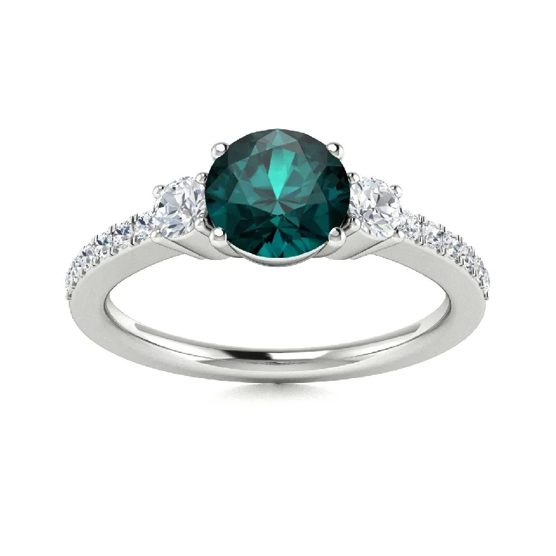 14kt Gold Round brilliant Natural Color Changing Alexandrite and Diamond Ring (Alexandrite 1.00 cts. Diamonds 0.30 cts.)