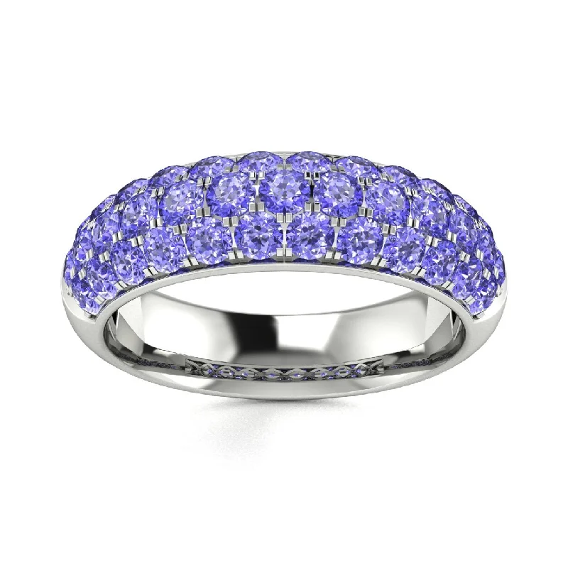 Engagement rings with rose gold bands for a romantic and warm look -14KT Gold Round Brilliant Tanzanite and Diamond Ring (Tanzanite 1.40 cts.)