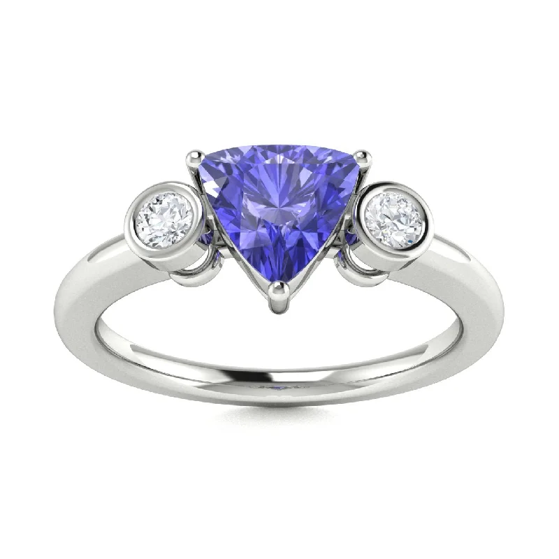 Stylish engagement rings with bold, angular settings for a modern fashion-forward look -14KT Gold Triangle Brilliant Tanzanite and Diamond Ring (Tanzanite 0.75 cts. White Diamond 0.16 cts.)