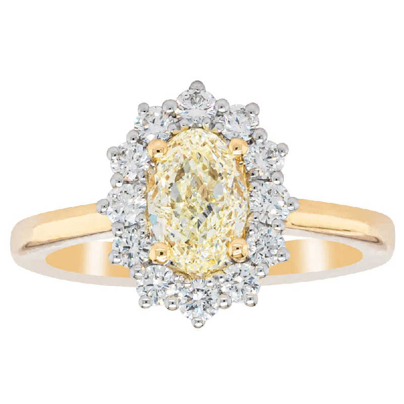 Custom engagement rings with ethically sourced diamonds for eco-conscious couples -18ct Yellow Gold 1.01ct Oval Cut Diamond Belle Ring