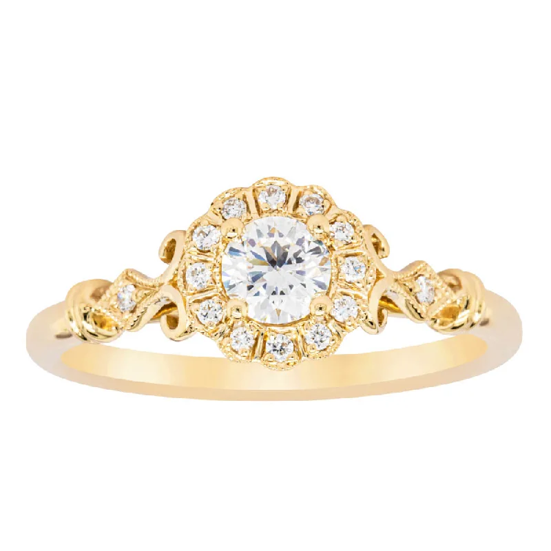 Engagement rings with sapphire center stones for a pop of vibrant color -18ct Yellow Gold .30ct Diamond Versailles Ring