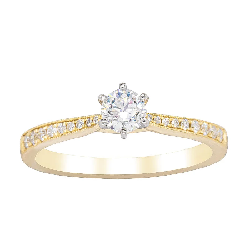 Engagement rings with eternity bands for a continuous circle of diamonds symbolizing eternal love -18ct Yellow Gold .34ct Diamond Zenith Ring