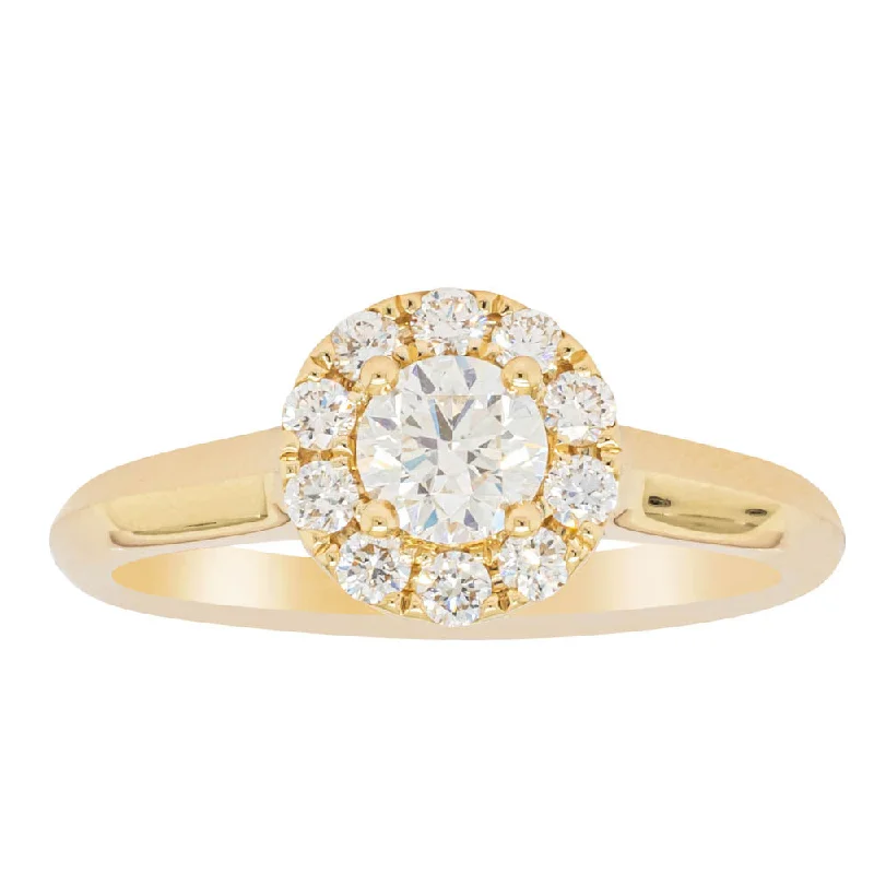 Engagement rings with three-stone settings symbolizing past, present, and future love -18ct Yellow Gold .40ct Diamond Eclipse Ring