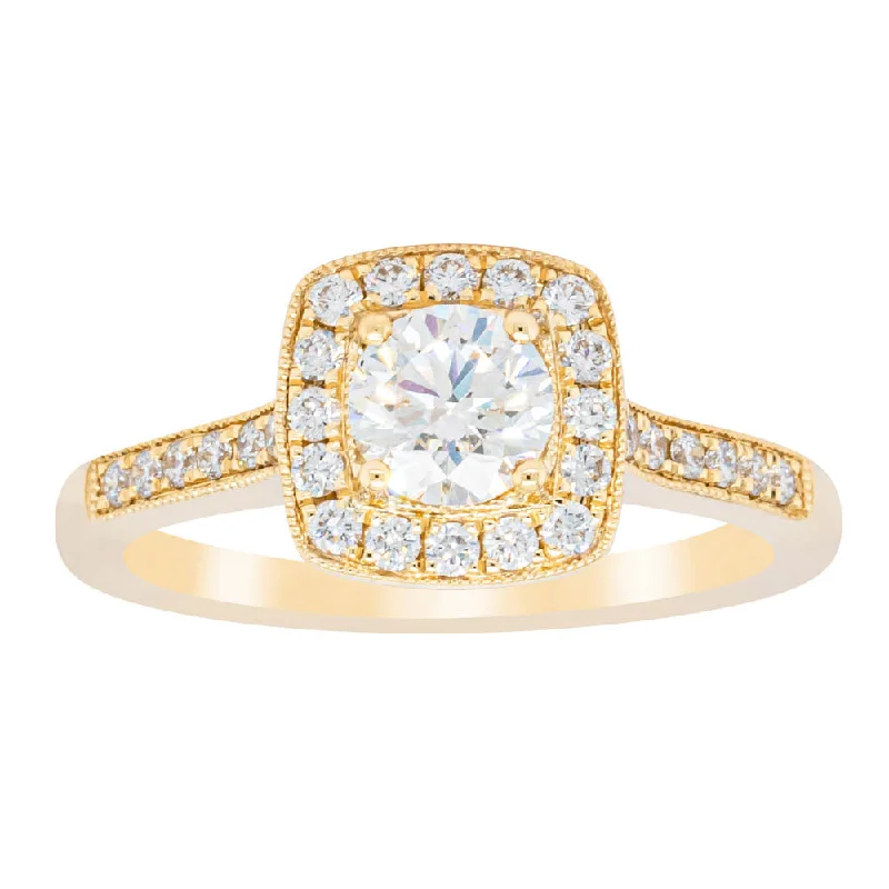 Unique engagement rings with artistic settings for women who love statement jewelry -18ct Yellow Gold .50ct Diamond Aurora Ring