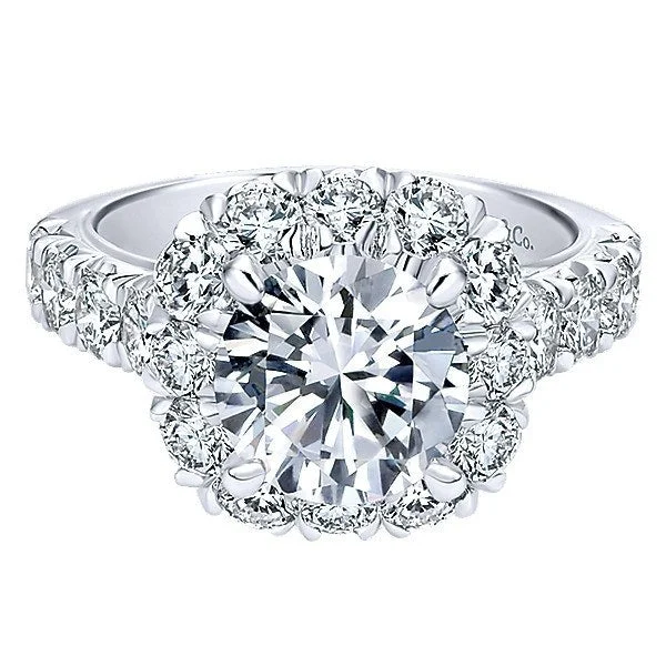 Engagement rings with moissanite stones for a diamond alternative with brilliant shine -French Pave Large Halo Diamond Ring 1.74 Cttw 325A