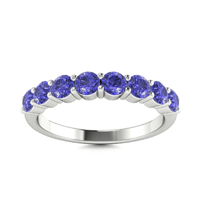 Engagement rings with eternity bands for a continuous circle of diamonds symbolizing eternal love -18kt Gold 8-stone Tanzanite Ring (Tanzanite 1.00ct)