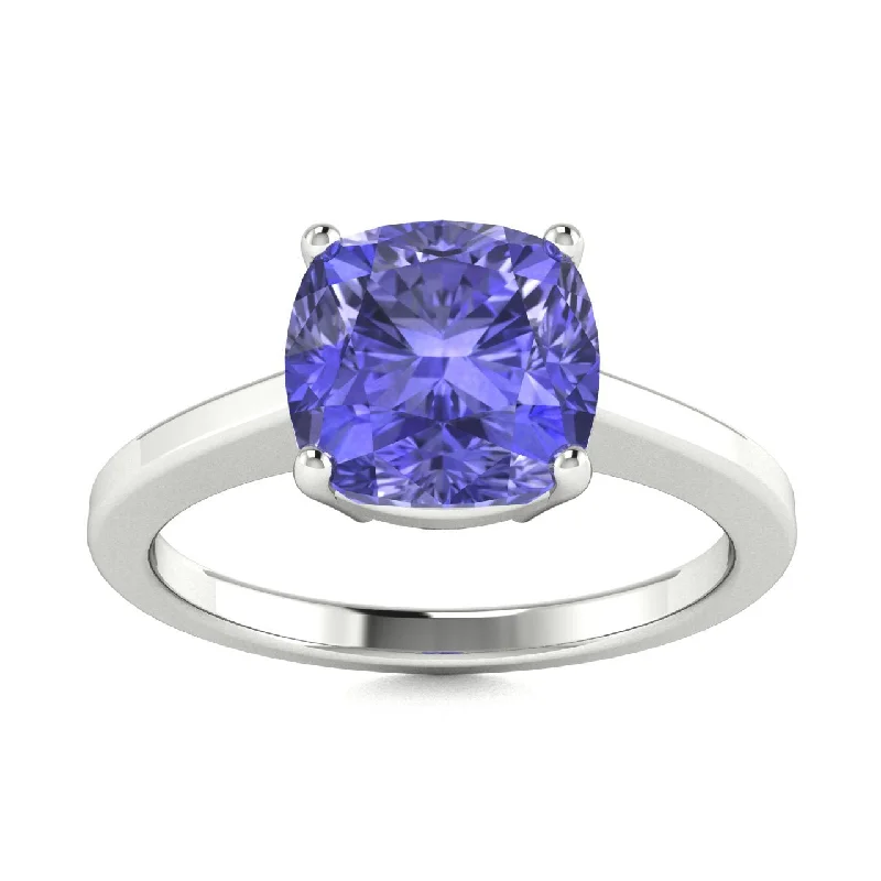 Engagement rings with emerald stones for a distinctive and timeless alternative to diamonds -18kt Gold Cushion Brilliant Tanzanite Ring (Tanzanite 3.00ct)