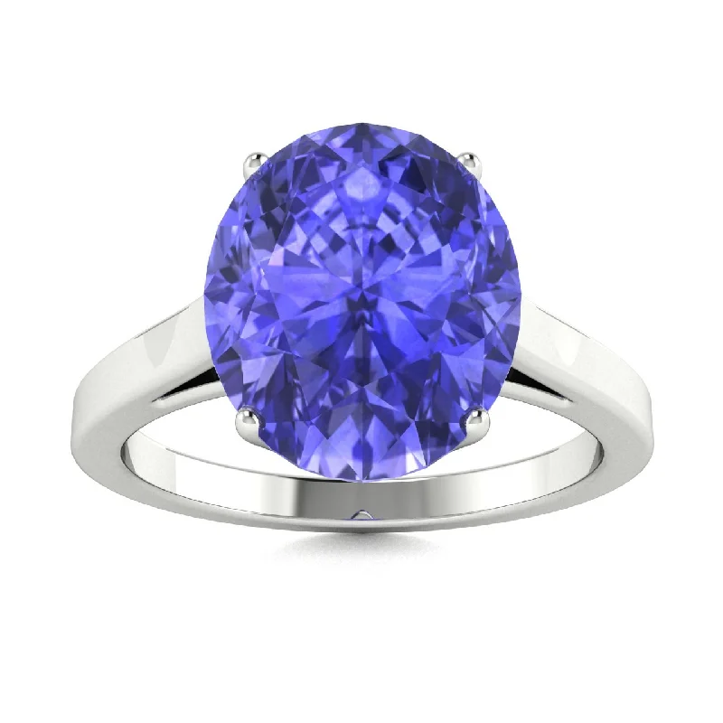 Rose gold engagement rings with romantic tones and vintage-inspired designs -18kt Gold Oval Brilliant Tanzanite Ring (Tanzanite 6.00ct)