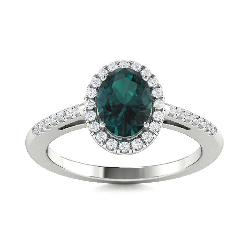 Affordable engagement rings with moissanite stones for a diamond-like alternative -18kt Gold Oval Shaped Natural Alexandrite and Diamond Ring (Alexandrite .75ct Diamonds 0.20cts)