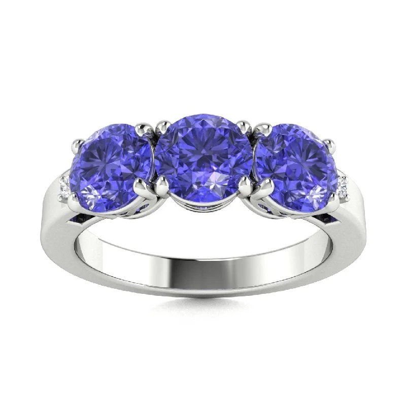 Modern engagement rings with minimalistic designs for couples who love simplicity -18kt Gold Past, Present, Future Tanzanite Ring (Tanzanite 2.50cts Diamonds 0.04cts)