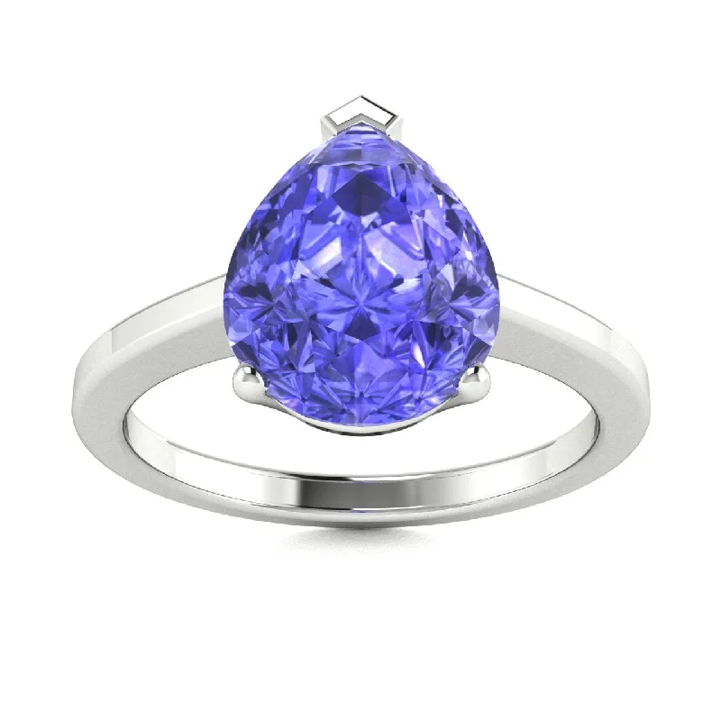 Three-stone engagement rings with diamonds and colored gemstones for a vibrant, meaningful look -18kt Gold Pear-shaped Tanzanite Ring (Tanzanite 6.50ct)