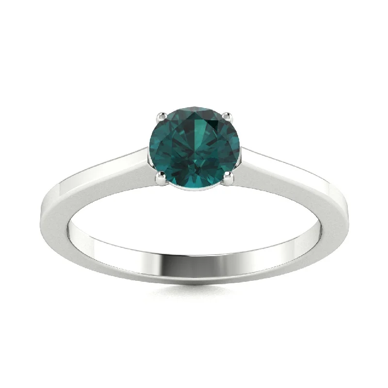 Engagement rings with interlocking bands for a creative and meaningful design -18kt Gold Round brilliant cut Natural Alexandrite Ring (Alexandrite 0.75ct)