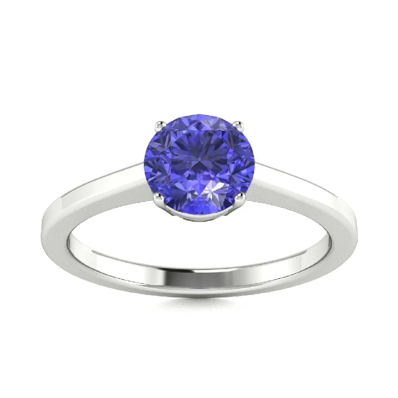 Unique engagement rings with nature-inspired designs like leaf, vine, or floral motifs -18kt Gold Round Brilliant Tanzanite Ring (Tanzanite 2.50ct)