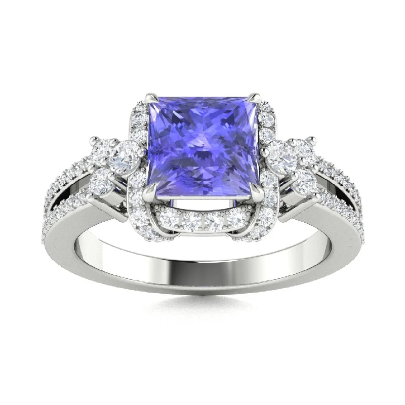 Engagement rings with twist bands for a unique and romantic design -18KT Gold Tanzanite and Diamond Ring (Tanzanite 2.00 cts. White Diamonds 0.75 cts.)