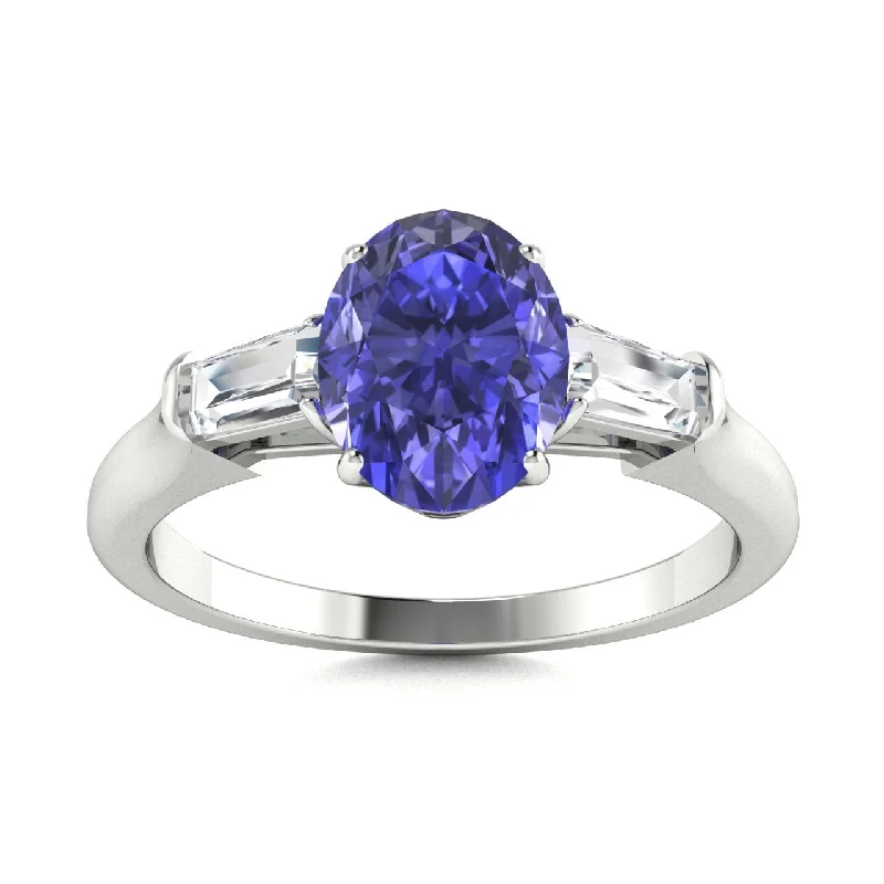 Affordable engagement rings with gemstone center stones like sapphire or ruby -18kt Gold Tanzanite and Diamond Ring (Tanzanite 2.50ct Diamonds 0.20 cts)