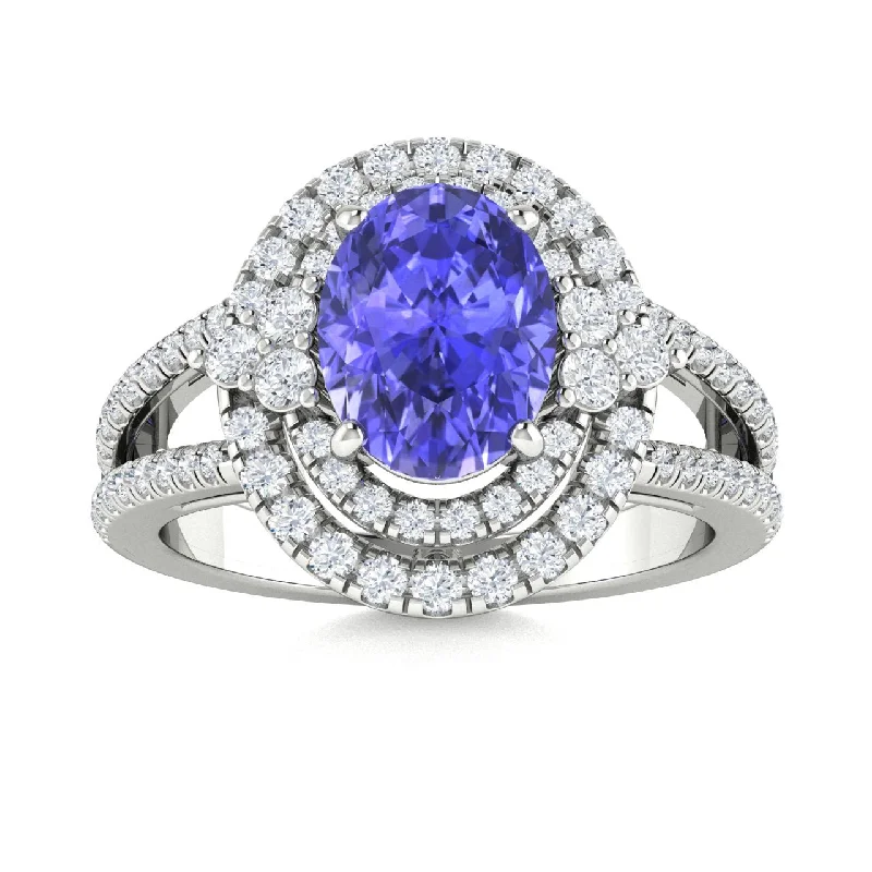 Engagement rings with radiant-cut diamonds for sparkle and a modern design -18kt Gold Tanzanite Ring (Tanzanite 2.50ct White Diamonds 0.50 cts)