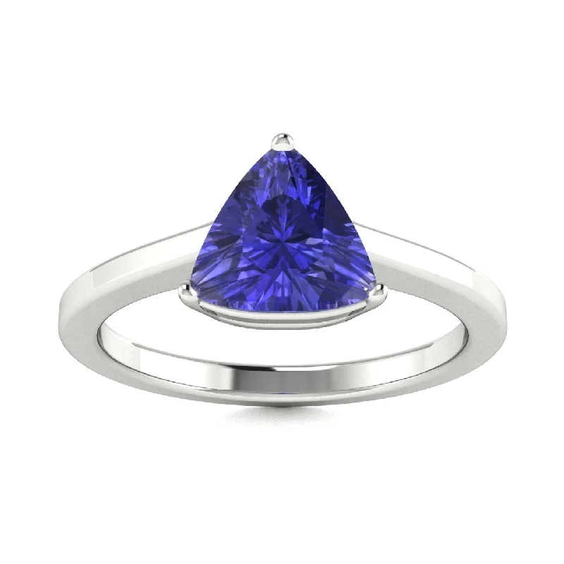 Engagement rings with vintage-style settings featuring intricate filigree and detailing -18kt Gold Triangle cut brilliant Tanzanite Ring (Tanzanite 5.00ct)