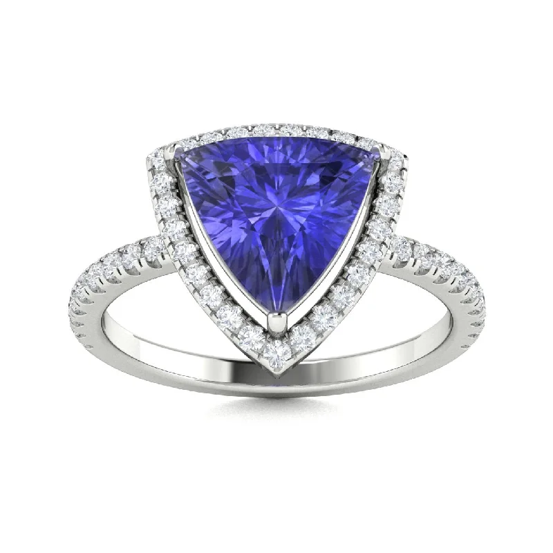 Modern engagement rings with tension settings for a sleek, floating look -18kt Gold Trillion Tanzanite and Diamond Ring (Tanzanite 4.00ct Diamonds 0.30 cts)