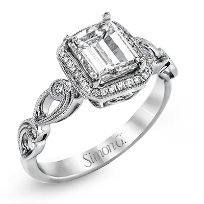 Affordable engagement rings with moissanite stones for a diamond-like alternative -Engagement Ring in 18k Gold with Diamonds