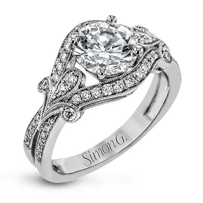 Non-diamond engagement rings with alternative gemstones like moissanite or aquamarine -Engagement Ring in 18k Gold with Diamonds