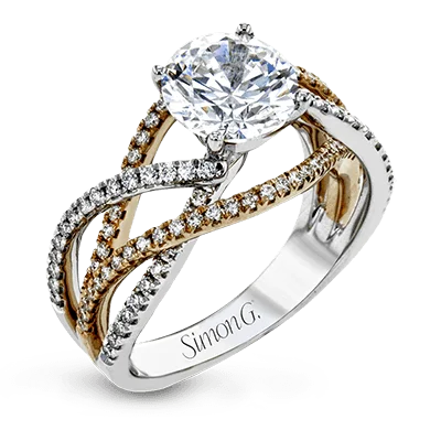 Engagement rings with diamond pavé bands for extra sparkle and glamour -Engagement Ring in 18k Gold with Diamonds