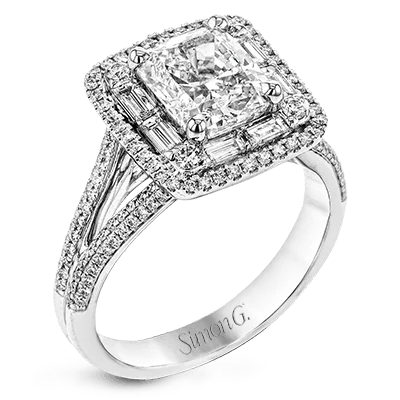 Classic engagement rings with round diamonds set in white gold or platinum bands -Engagement Ring in 18k Gold with Diamonds