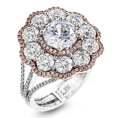 Classic engagement rings with round diamonds set in white gold or platinum bands -Engagement Ring in 18k Gold with Diamonds