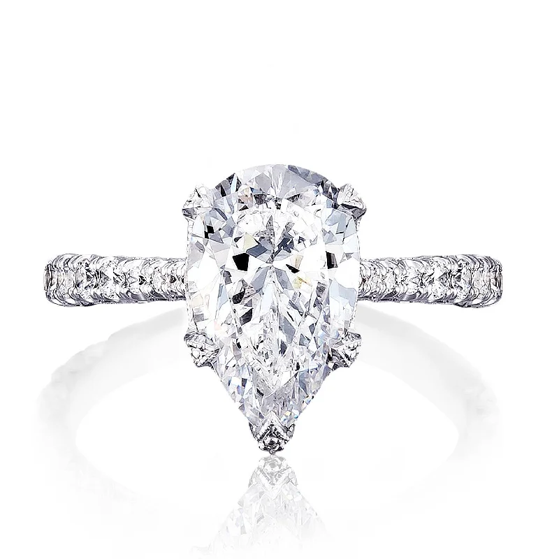 Engagement rings with cathedral settings for an elevated and elegant diamond presentation -Pear Solitaire Engagement Ring