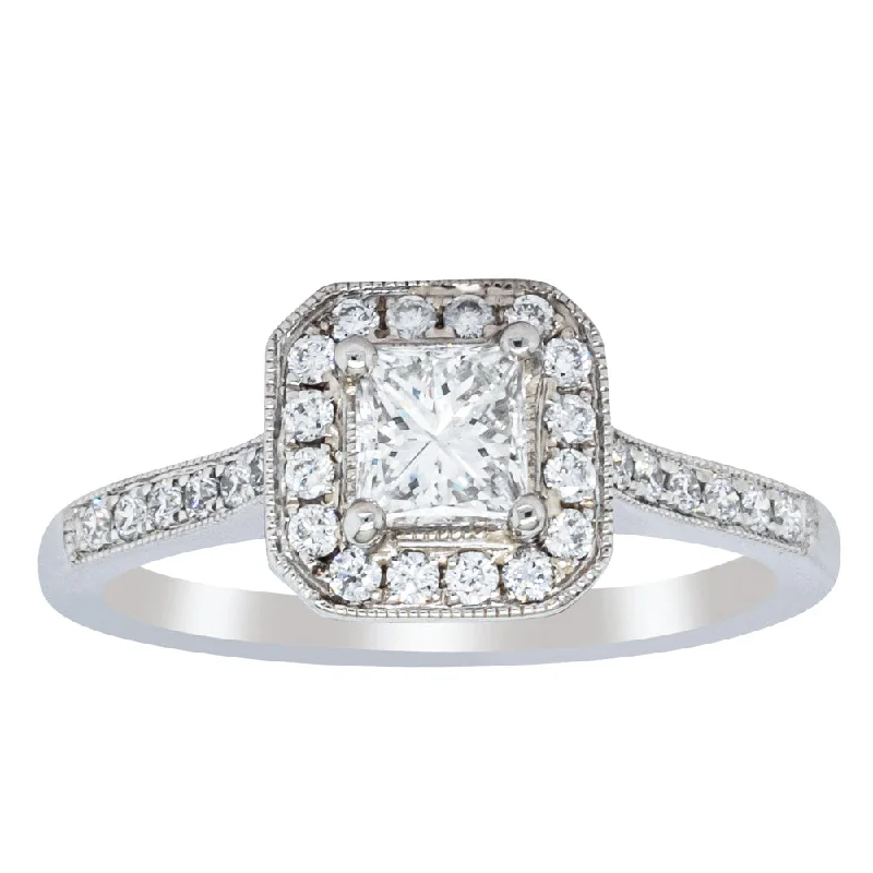 Elegant engagement rings with side stone diamonds for added sparkle and visual appeal -Platinum .46ct Princess Cut Reclaimed Diamond Mandalay Ring