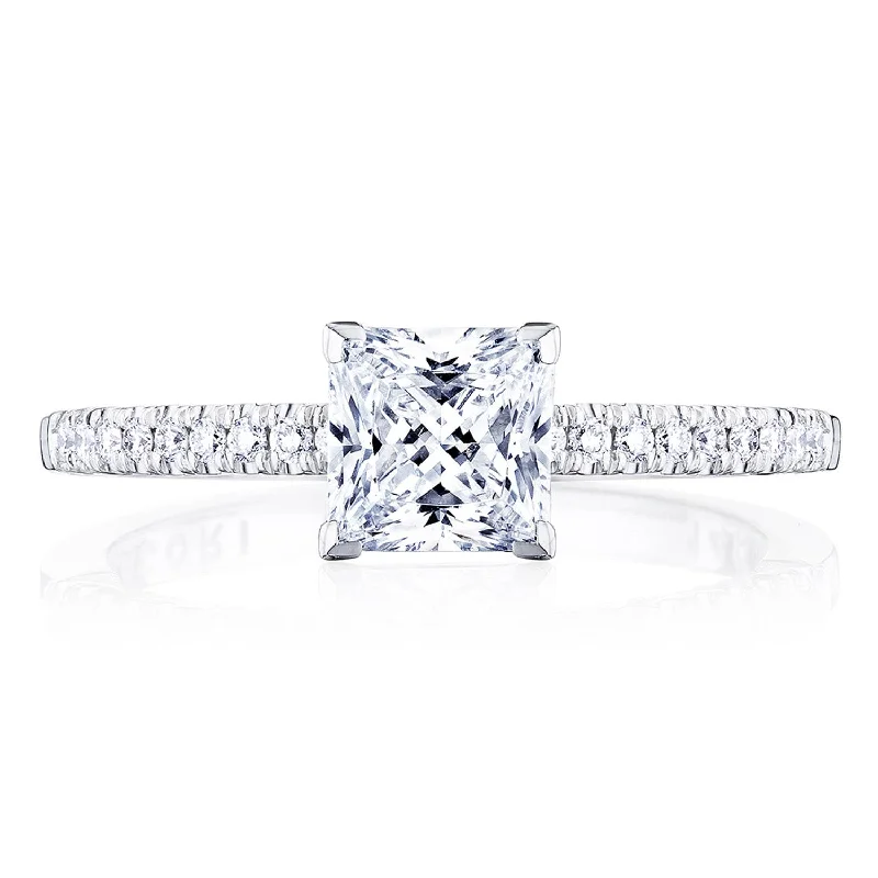 Engagement rings with vintage-style settings featuring intricate filigree and detailing -Princess Solitaire Engagement Ring