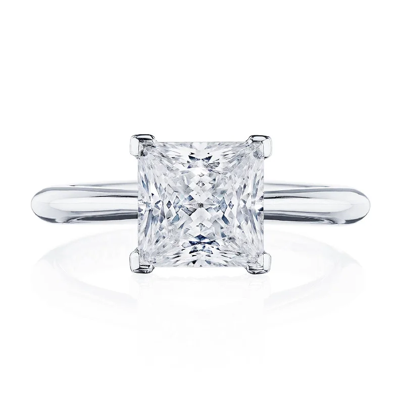 Engagement rings with diamond pavé bands for extra sparkle and glamour -Princess Solitaire Engagement Ring