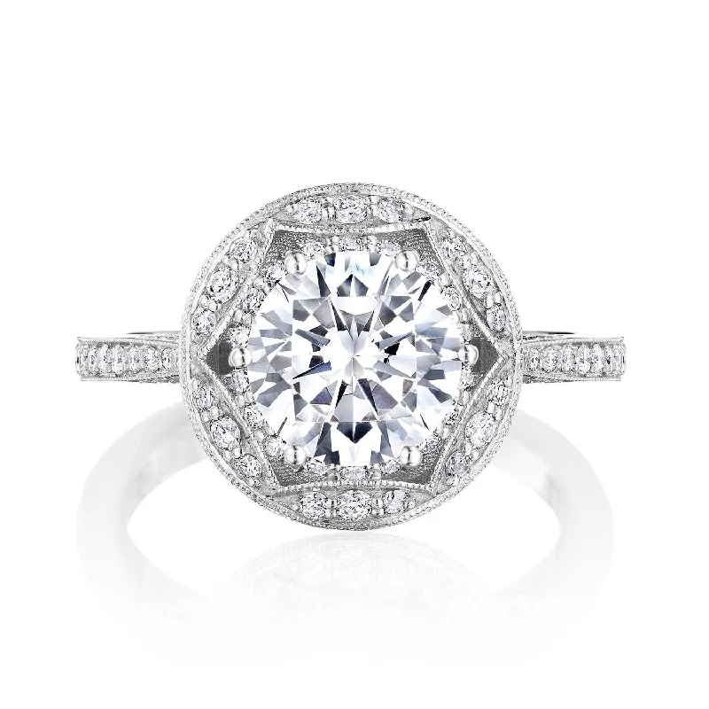 Elegant emerald-cut engagement rings for women who love bold, sophisticated styles -Round Bloom Engagement Ring