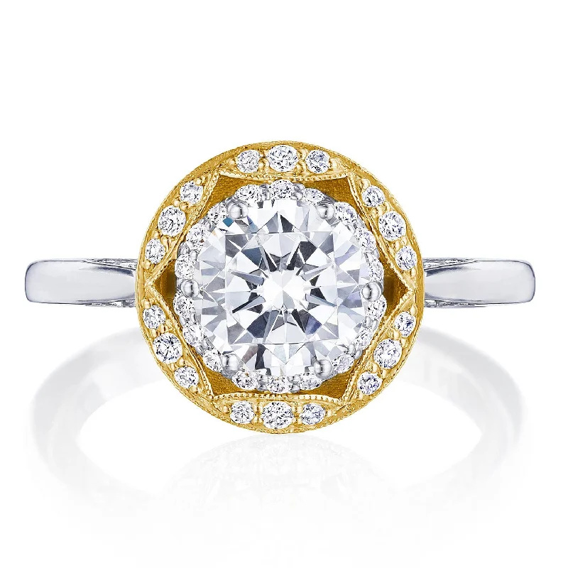 Engagement rings with split-shank designs for added elegance and visual interest -Round Bloom Engagement Ring