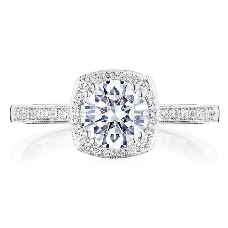 Engagement rings with bezel settings for a secure and modern diamond display -Round with Cushion Bloom Engagement Ring